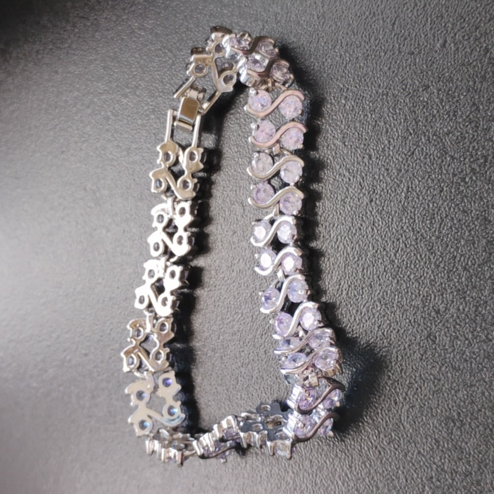 Pale Lilac Bracelet S Link Double Rows Of Stones 7.5" NWOT